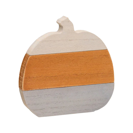 Gray, Orange and White Plank Pumpkin - Medium