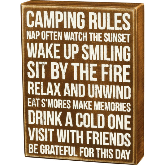 Camping Rules Box Sign