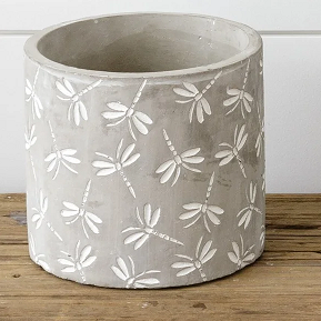 Dragonfly Embossed Cement Planter - Small