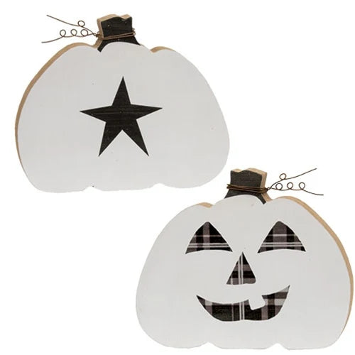 Reversible Chunky Pumpkin Sitter - White