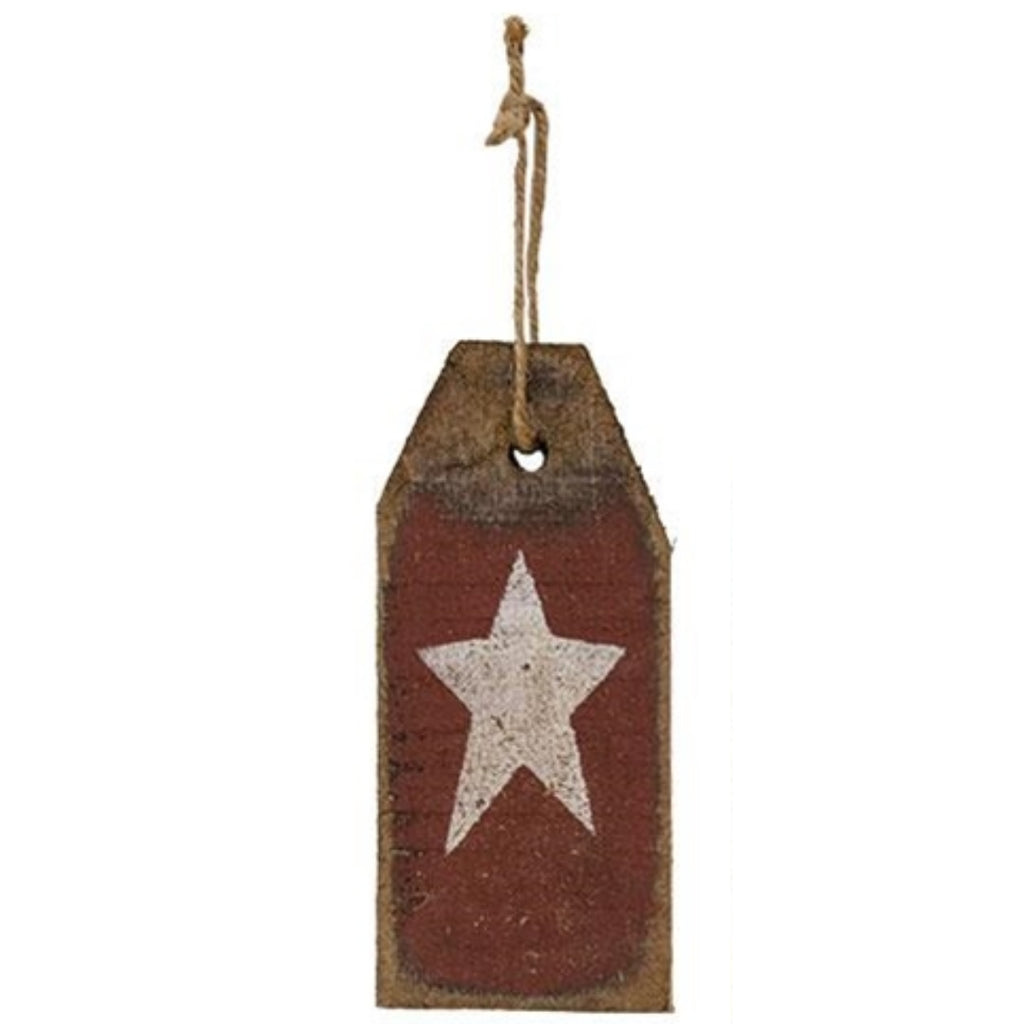 Rustic Wood Red Tag with White Star
