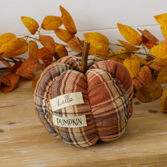 Hello Pumpkin - Fall Plaid Pumpkin with Patch