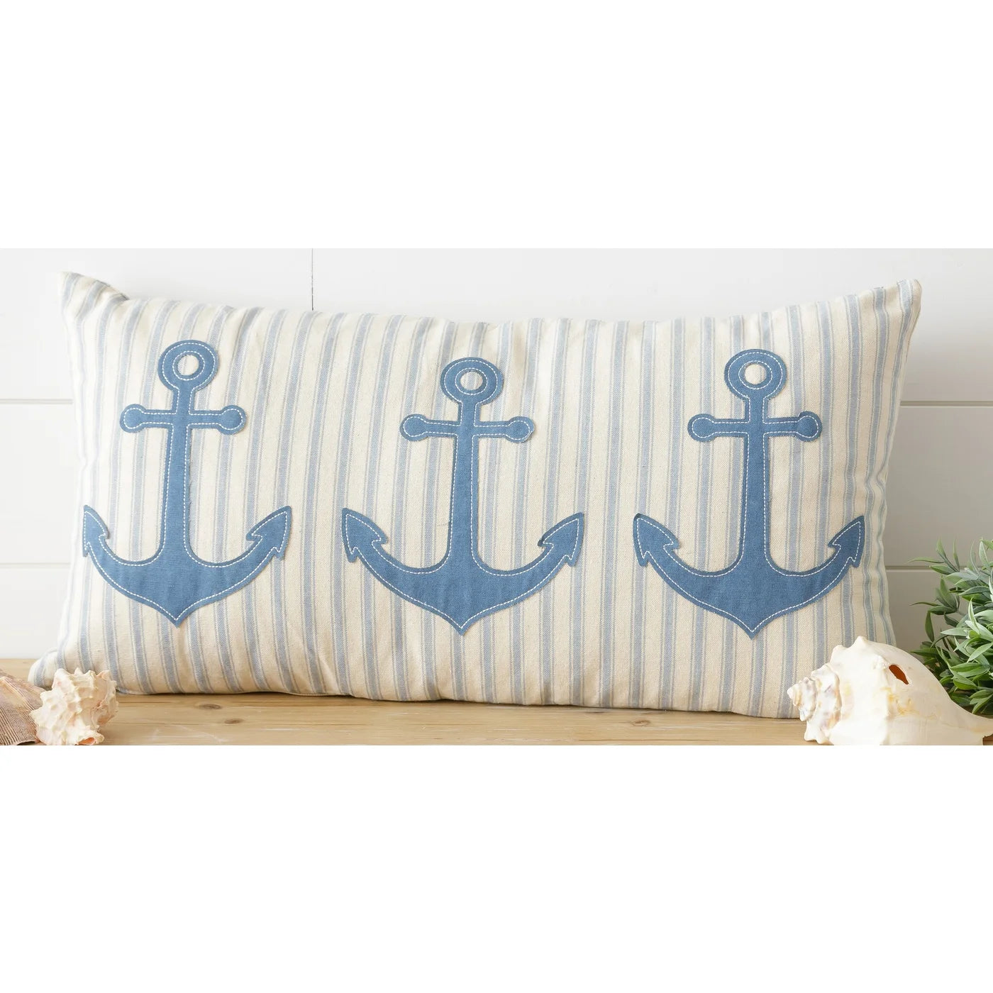 Nautical Blue Anchors Pillow