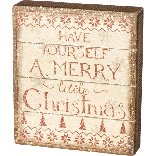 Merry Little Christmas Nordic Slat Box Sign